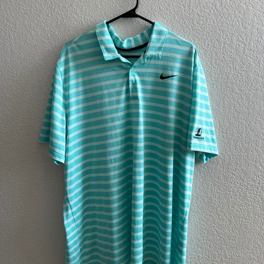 Nike Dri Fit Golf Polo Mauna Lani Edition- Blue Striped- Size XXL